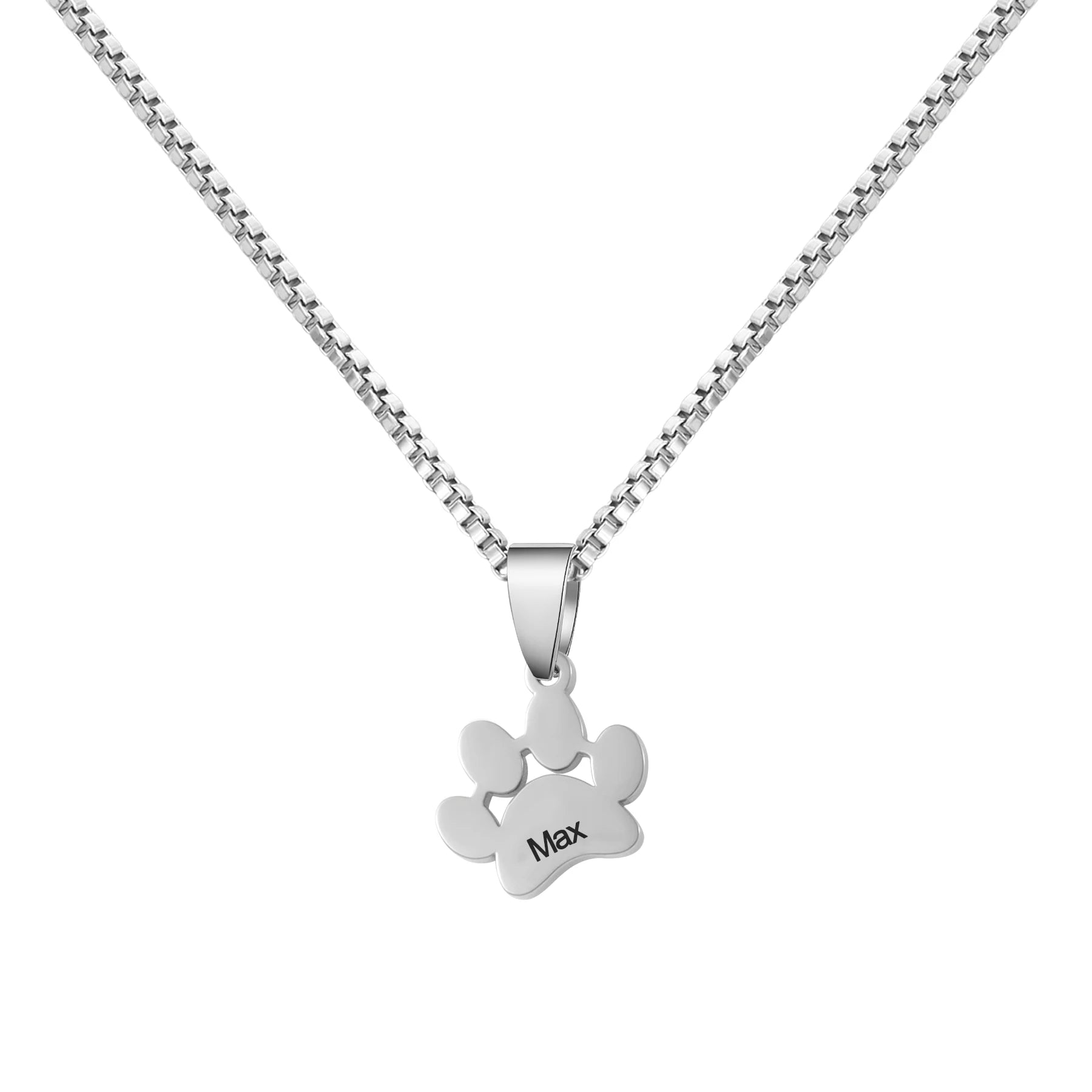 Personalized Paw Name Necklace – Custom Dog  & Cat Paw Pendant