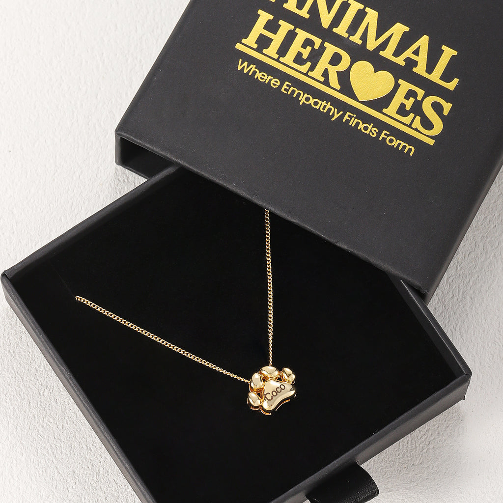 3D Dog Paw Necklace – Custom Engraved Pet Name Jewelry