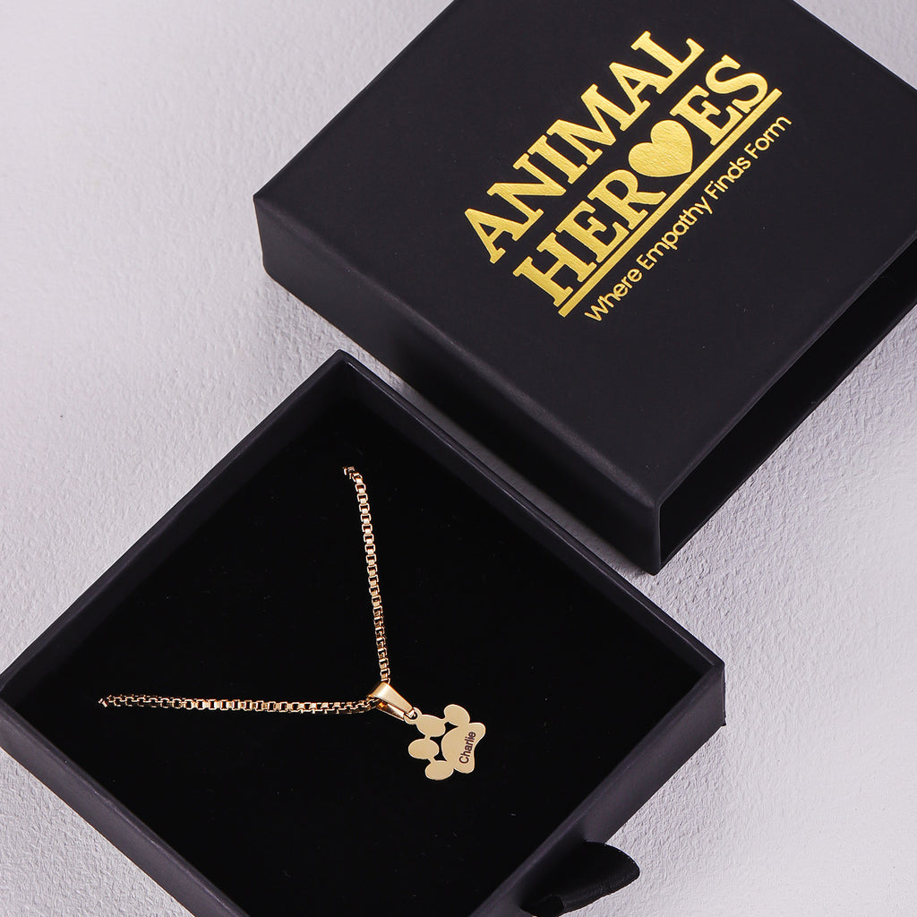 Personalized Paw Name Necklace – Custom Dog  & Cat Paw Pendant